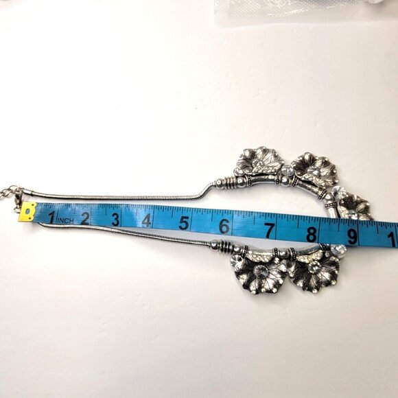 Antique Style Flower Sculpture Choker Bib Necklace STATEMENT BIB Necklace - Picture 10 of 13